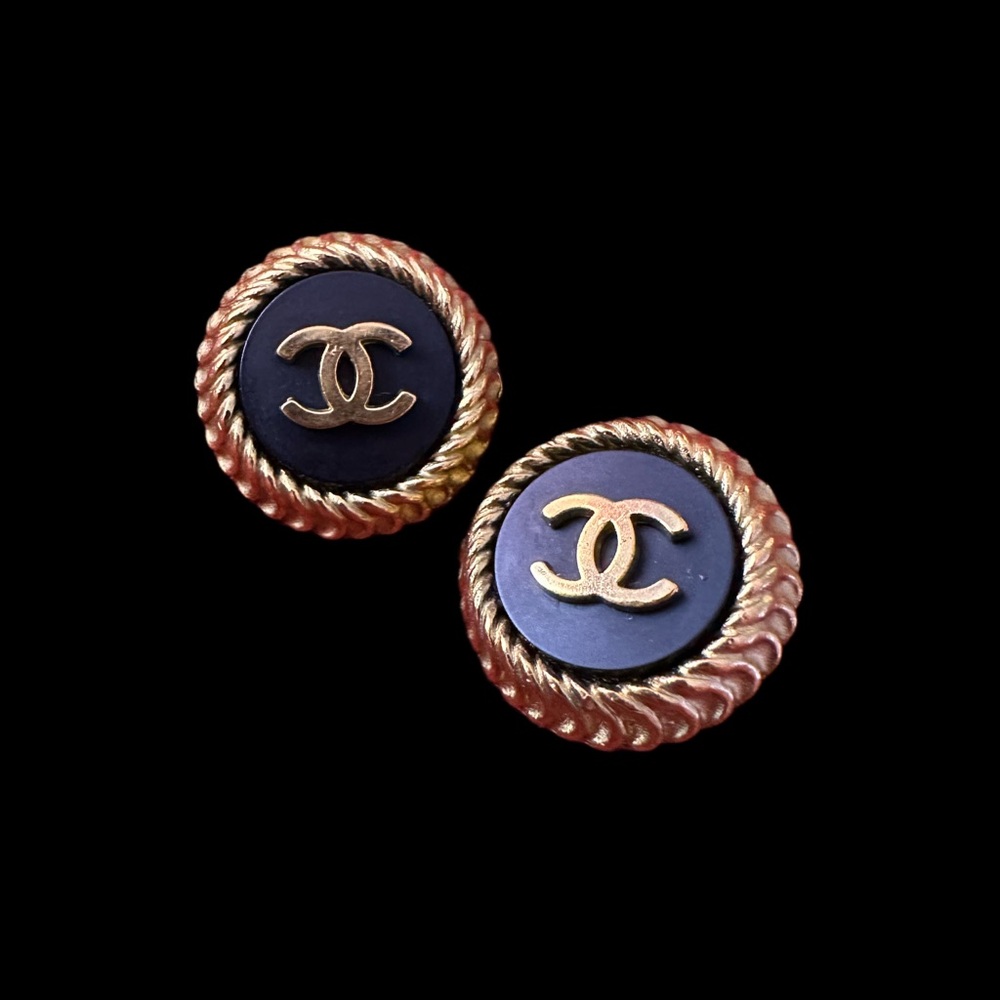 Chanel Black and Gold Clip Ons